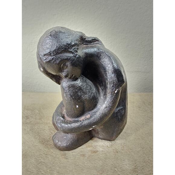 Austin Productions Sculpture 1970 Woman Girl Seated Statue Mid Century Vintage - Picture 2 of 14